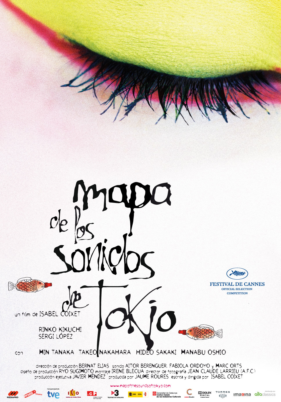 Cartel oficial de Mapa de los sonidos de Tokio, película de Isabel Coixet protagonizada por Rinko Kikuchi y Sergi López.